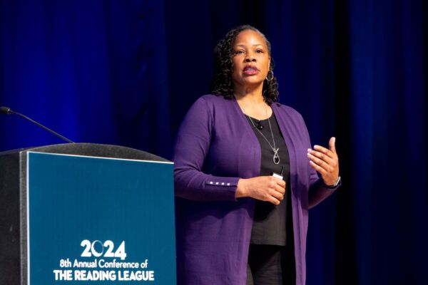 Zaretta Hammond speaking on stage at The Reading League 2024 Annual Conference